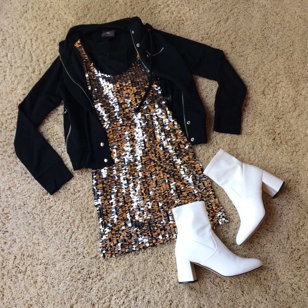 Material Girl Silver Sequin Tank Top Dress Size 5